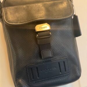 Authentic Coach Black Leather Belt Bag with Perforated Design